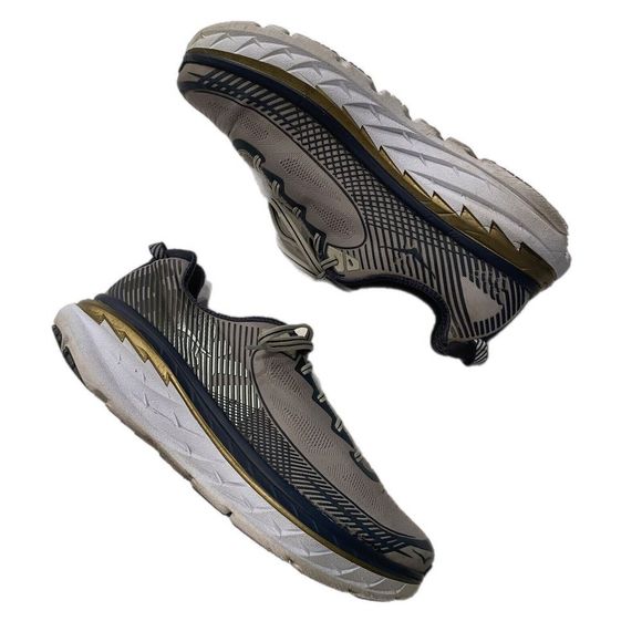 Hoka One One Other - HOKA ONE ONE M Bondi 5 Gray Blue Gold Running Shoes Size 11 1014757 CGMN